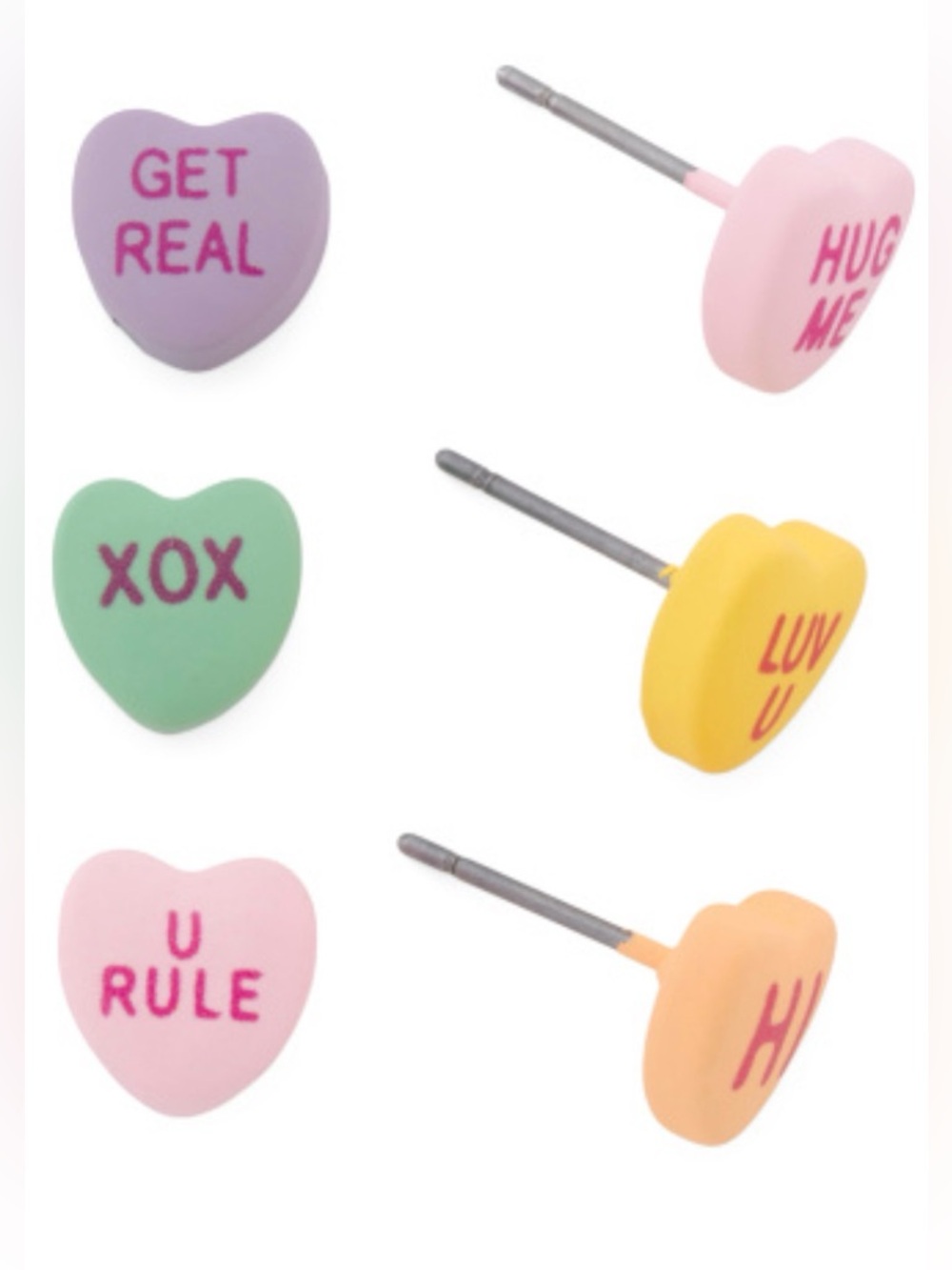 NEW Betsey Johnson Conversation Heart Stud Earring Set - Pastel Multi